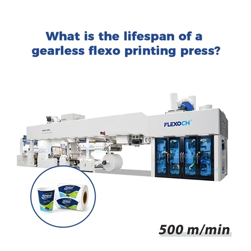 What is the lifespan of a gearless flexo printing press?