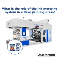 What is the role of the ink metering system in a flexo printing press?